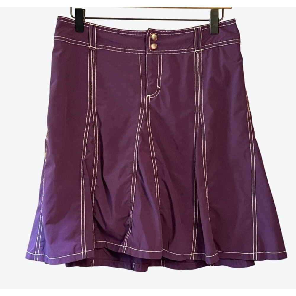 Athleta Women's Size 6 Purple With White Stitch Unlined Polyester Blend Skirt